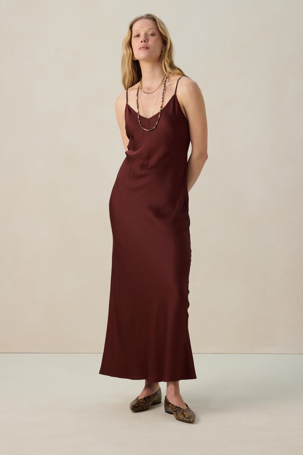 Robe longue - rouge foncé