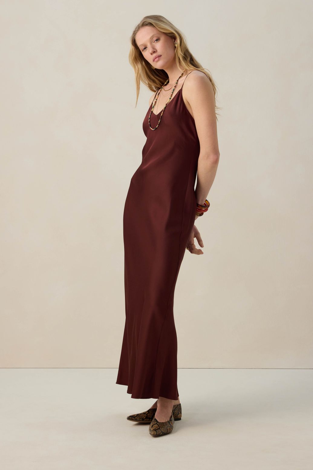 Robe longue - rouge foncé