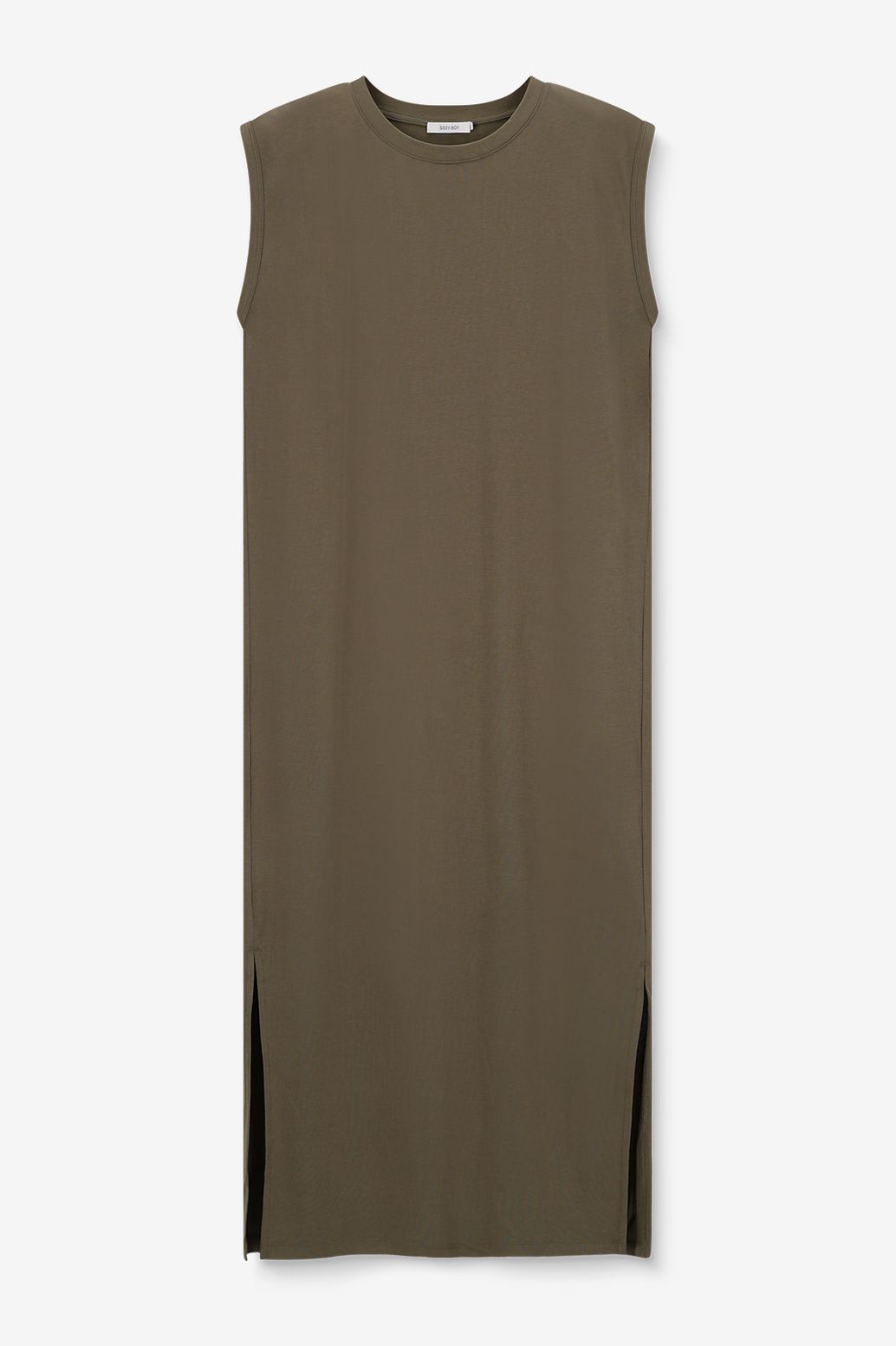 Donkergroene mouwloze maxi jurk