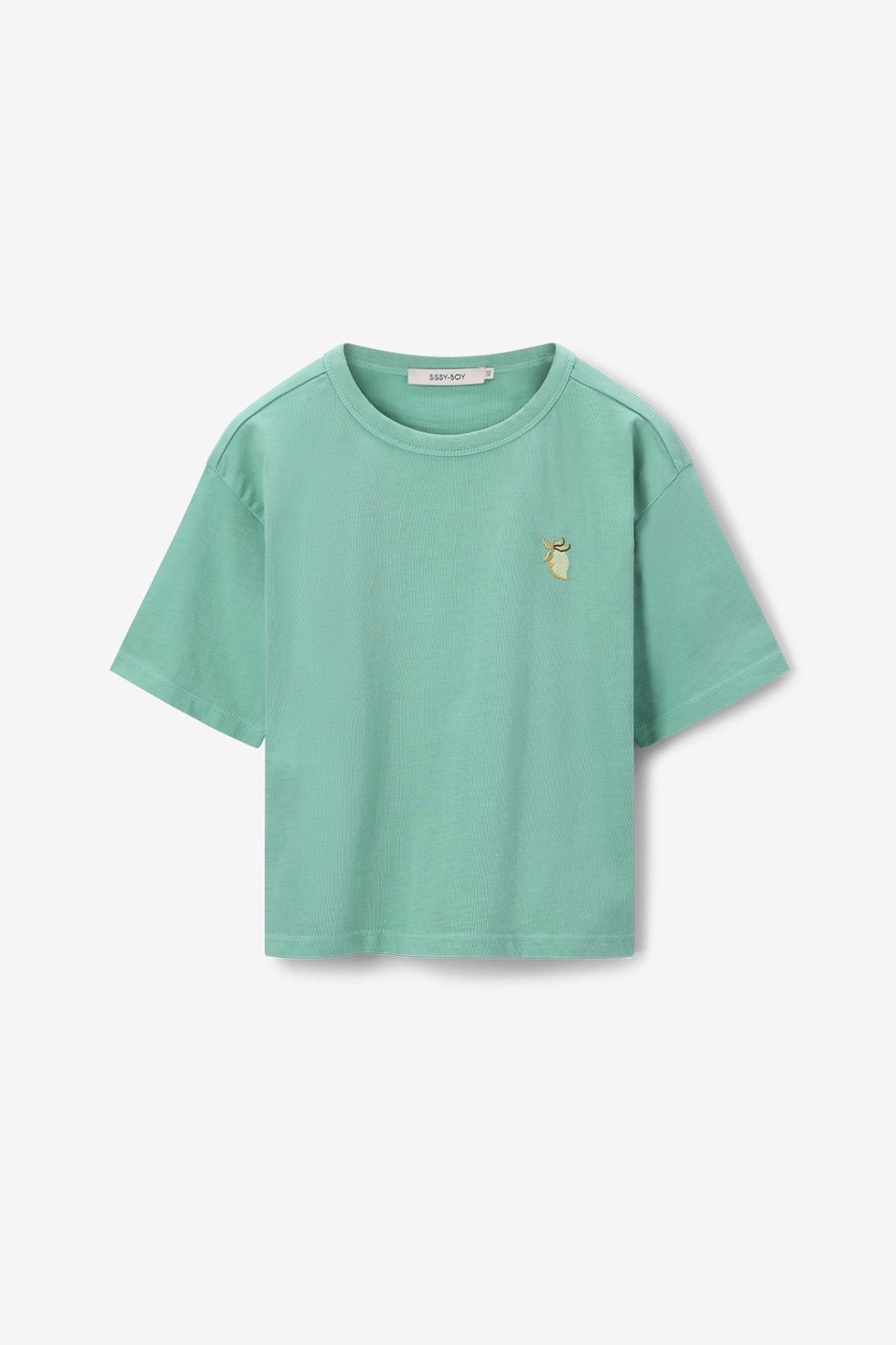 T-Shirt mit Zitronen-Stickerei - grün