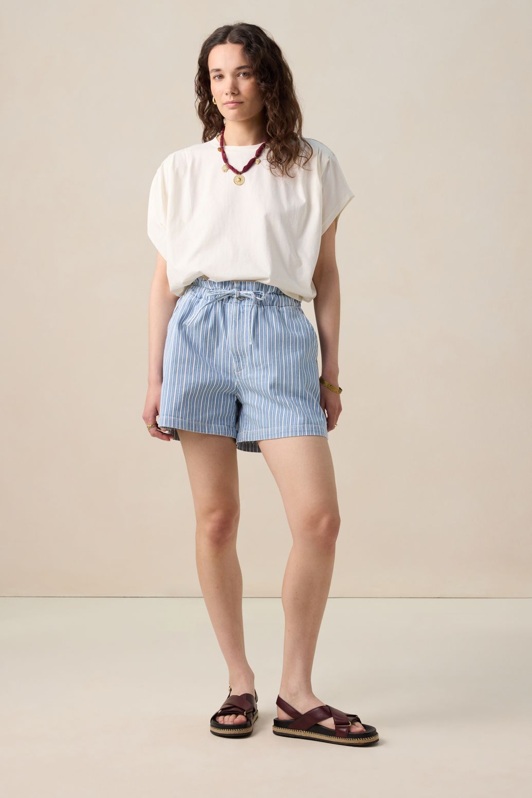 Blauwe gestreepte shorts