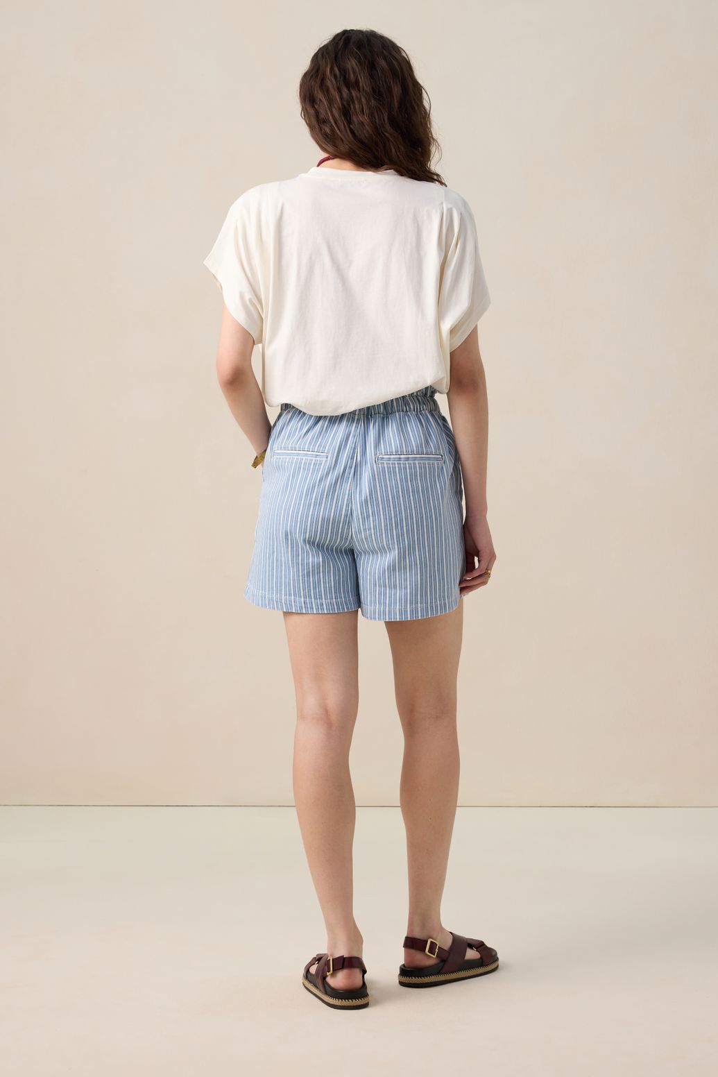 Blauwe gestreepte shorts