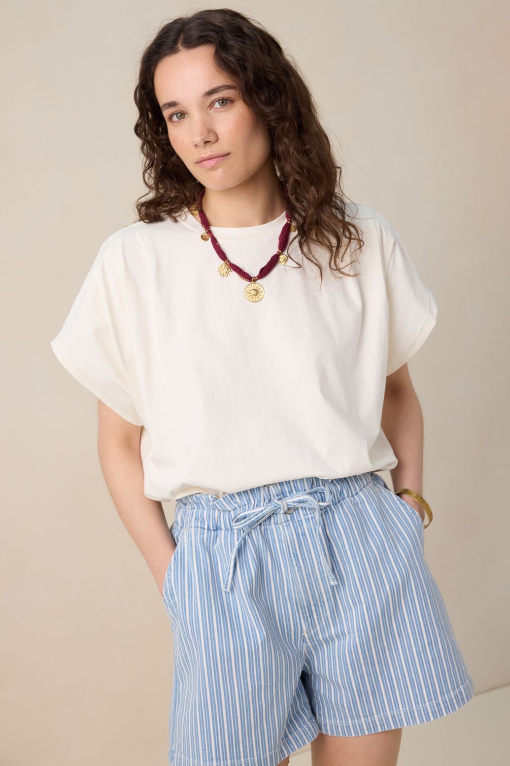 Blauwe gestreepte shorts