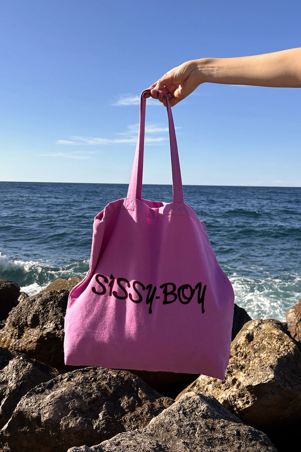 Grand cabas en toile - rose