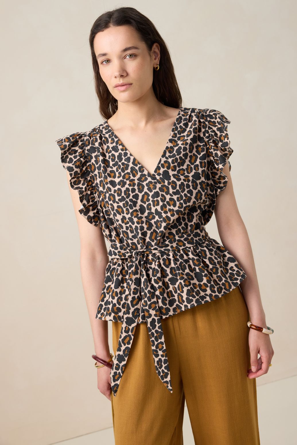 Top mit Leoprint - braun