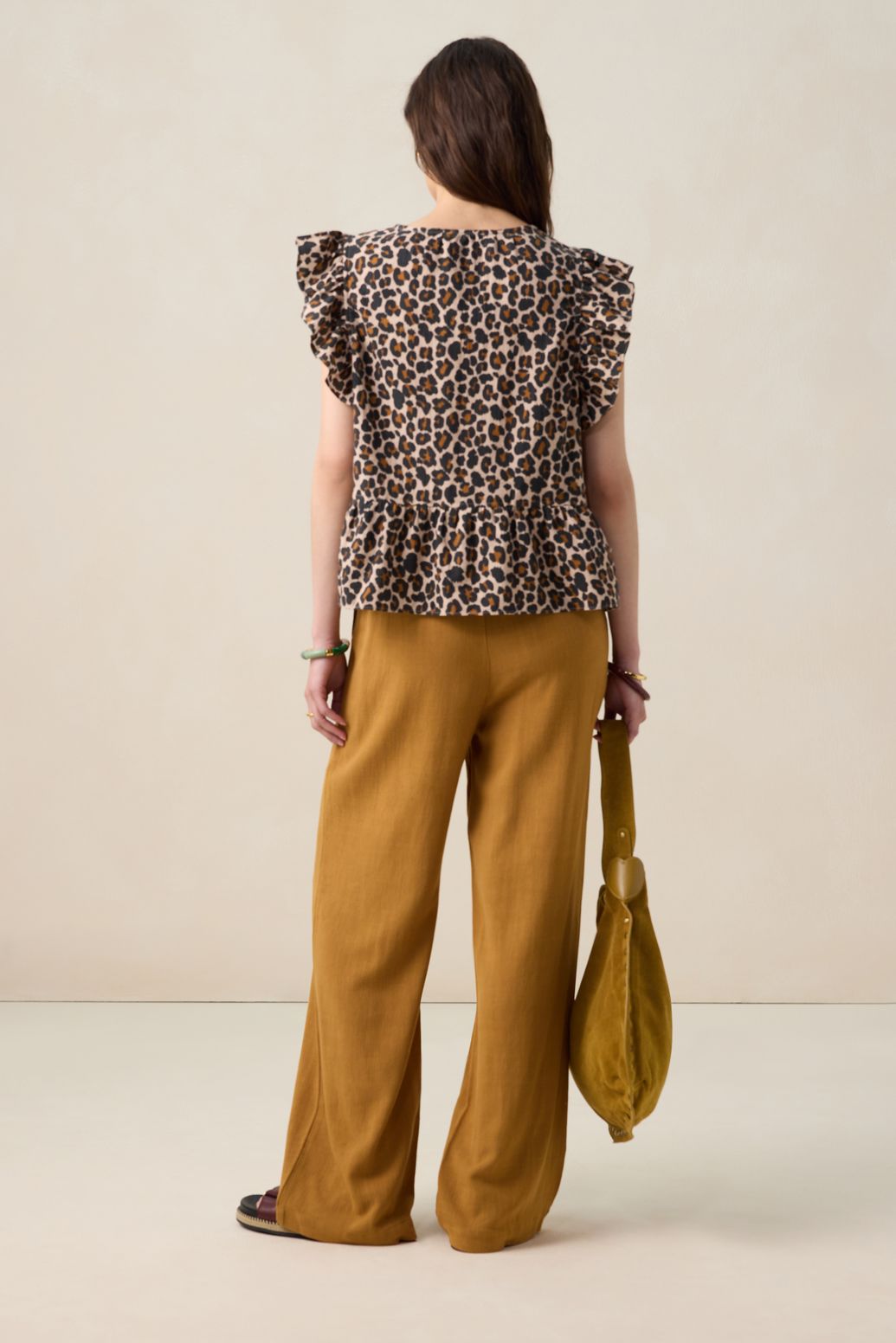 Top mit Leoprint - braun