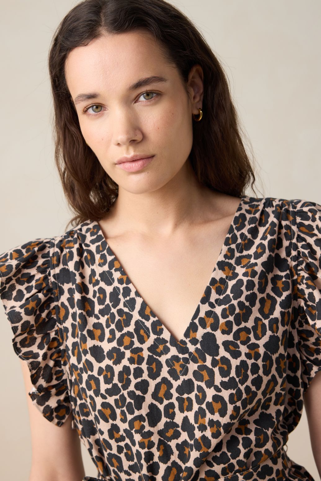 Top mit Leoprint - braun
