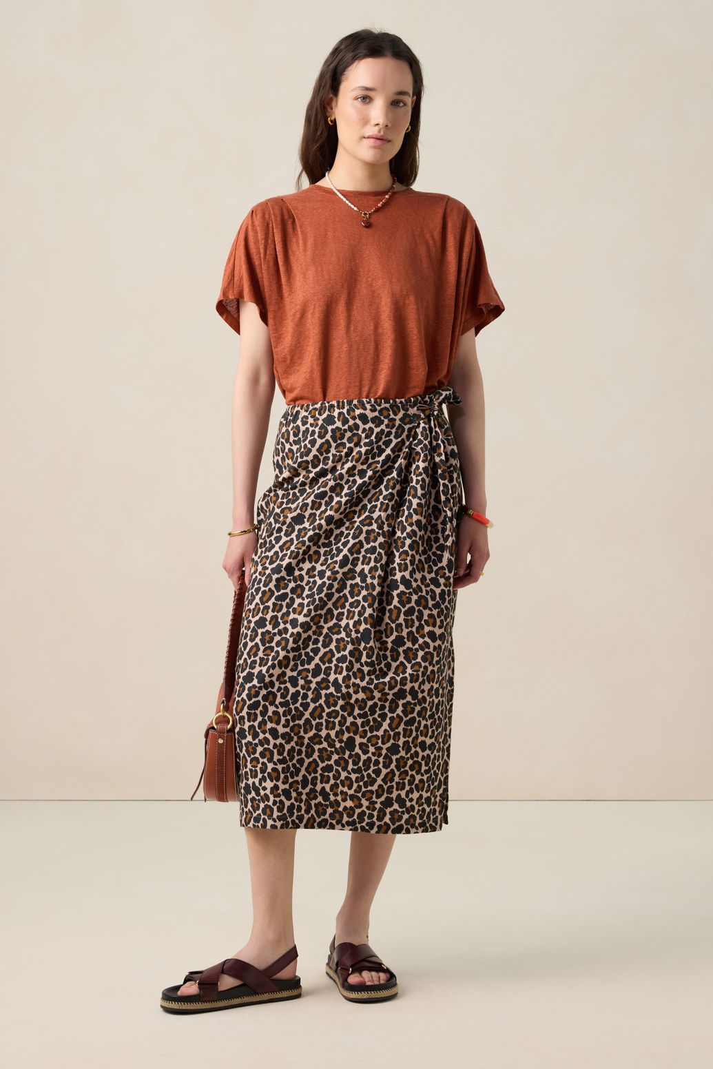 Wickelrock mit Leoprint - braun