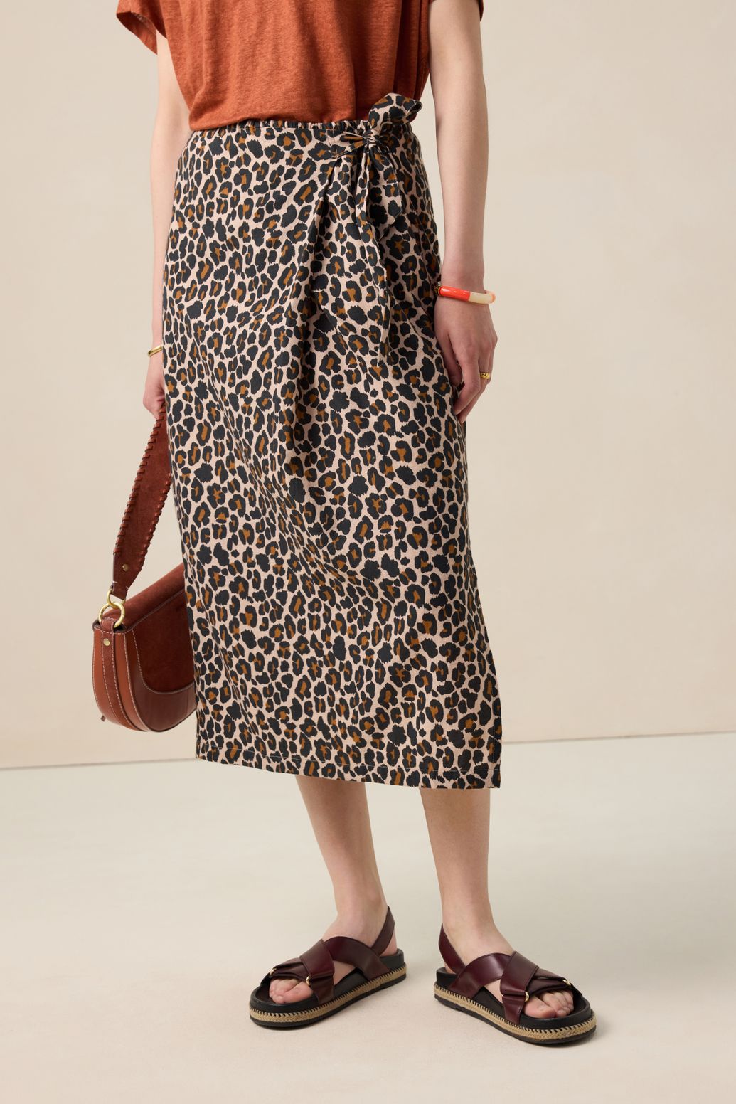 Wickelrock mit Leoprint - braun