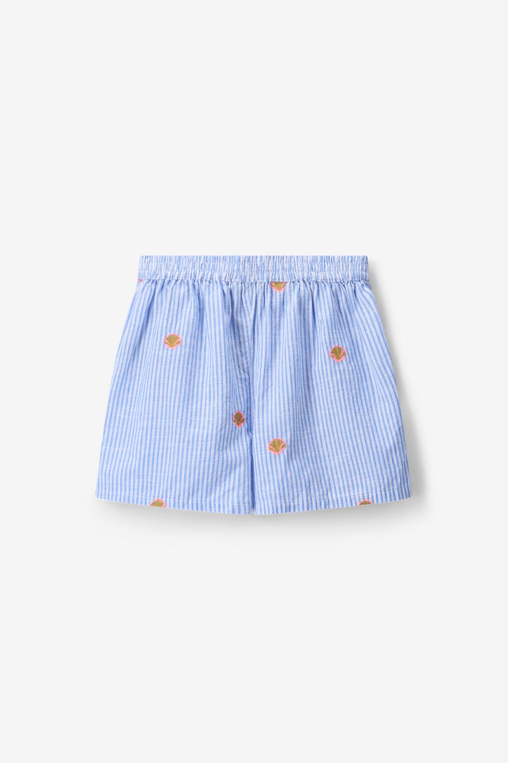 Gestreifte Shorts mit Stickerei - blau