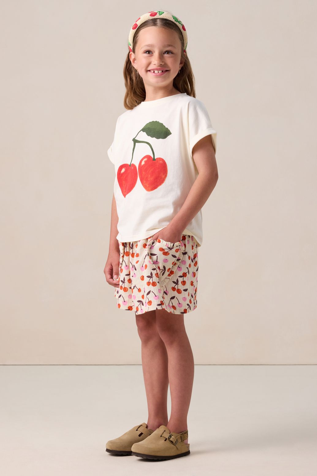 Jupe avec imprimé cerises - blanc