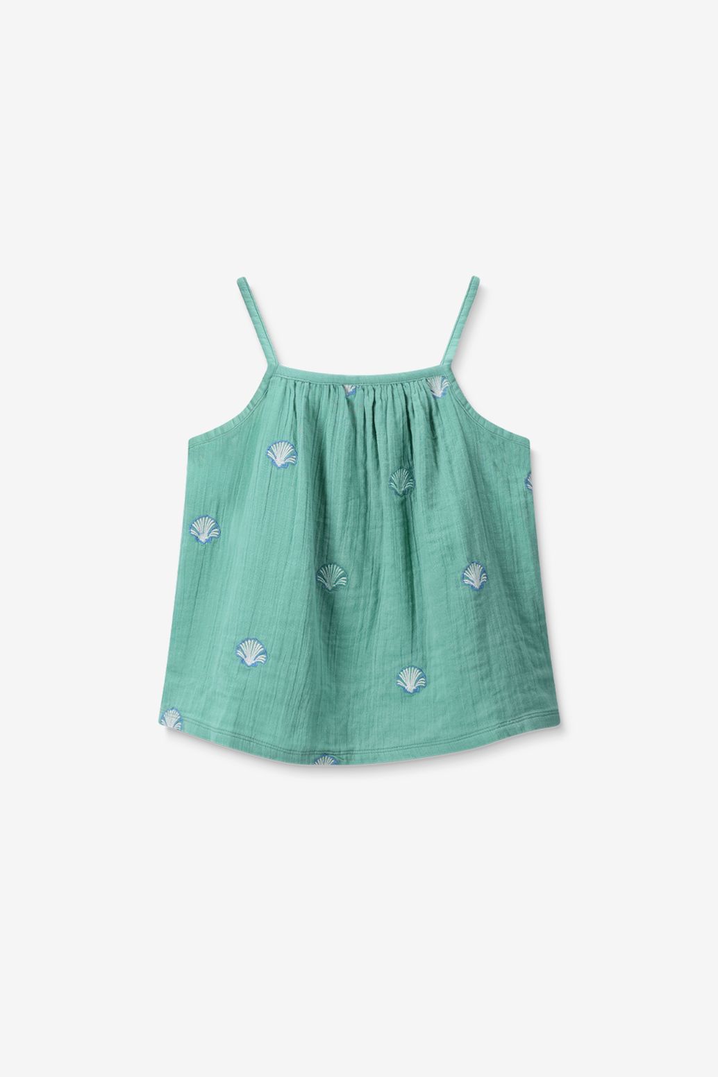 Top avec broderies - vert
