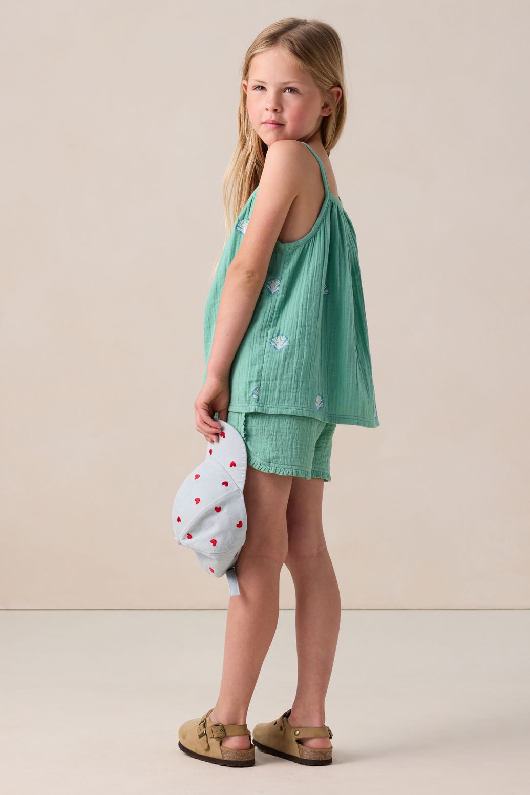 Top avec broderies - vert