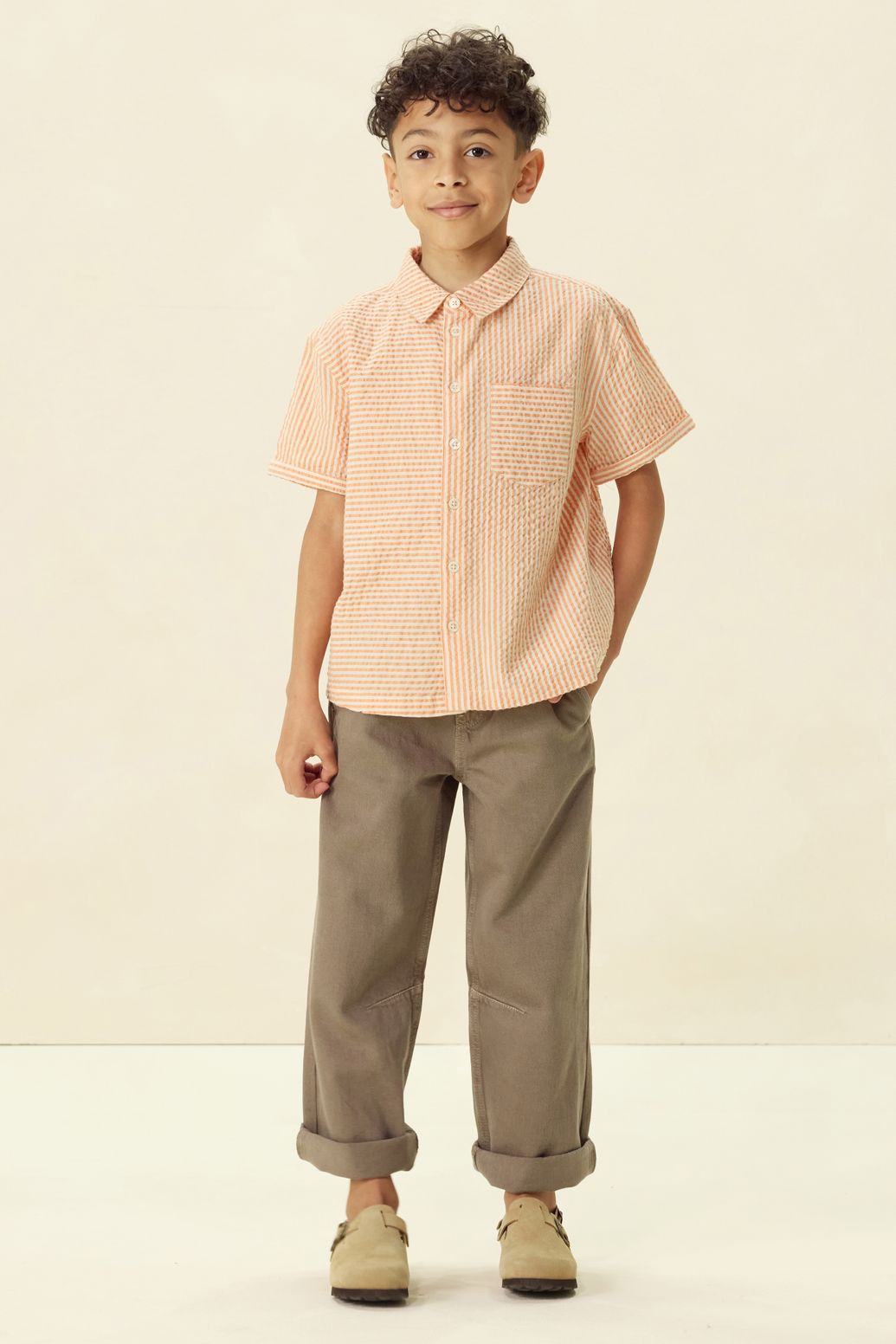 Bruine pull on broek met aantrekkoorden