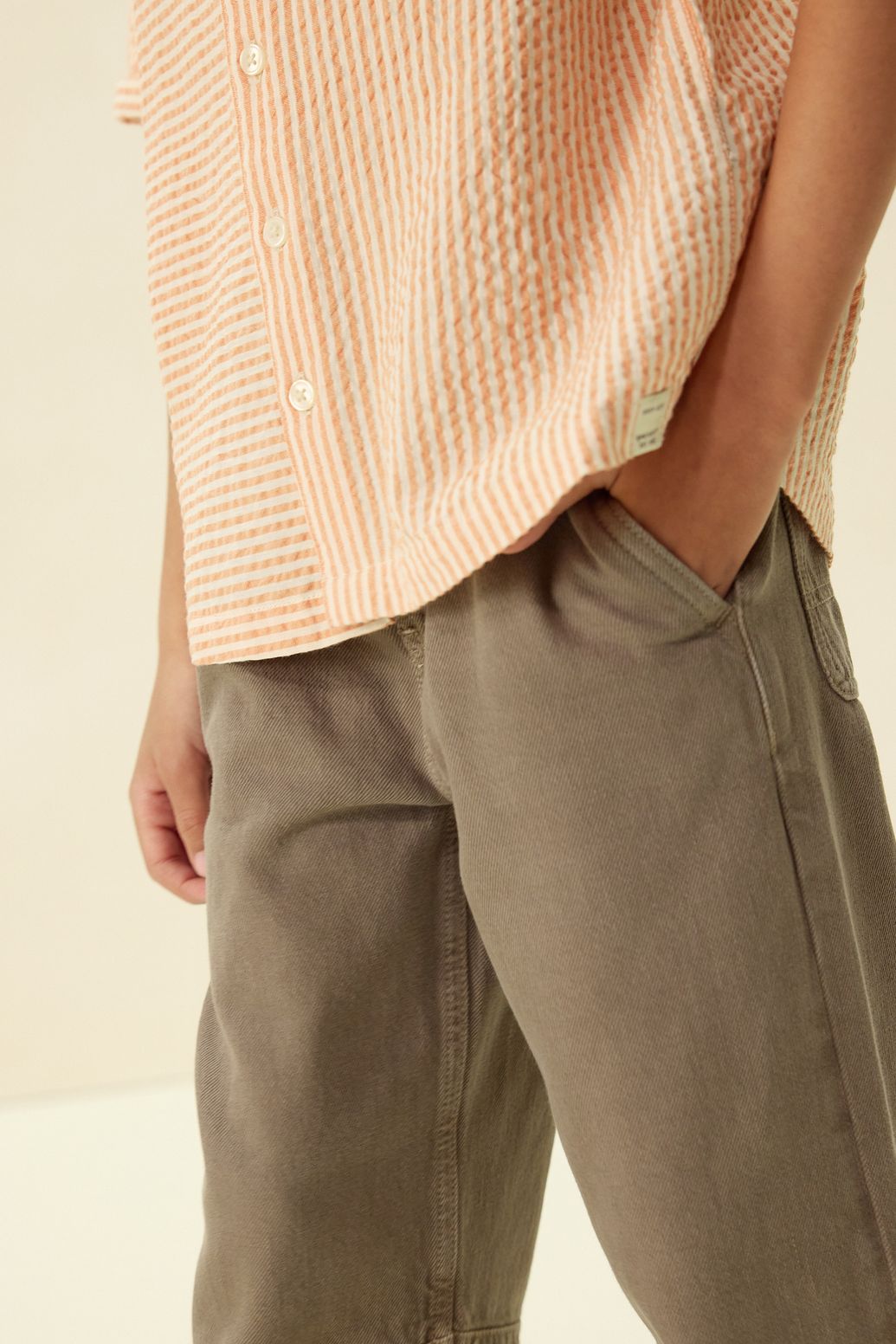 Bruine pull on broek met aantrekkoorden