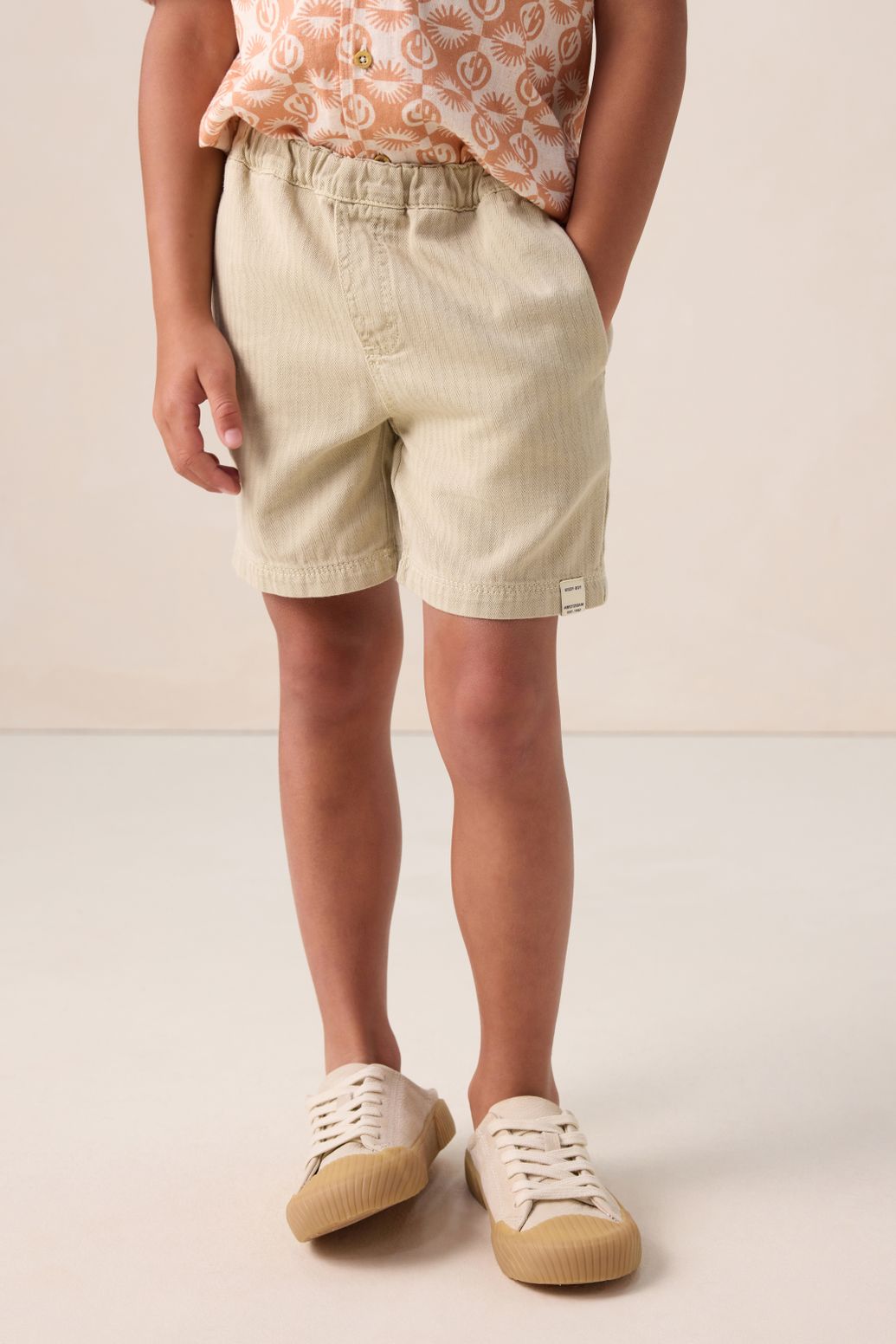 Short avec motif à chevrons - beige