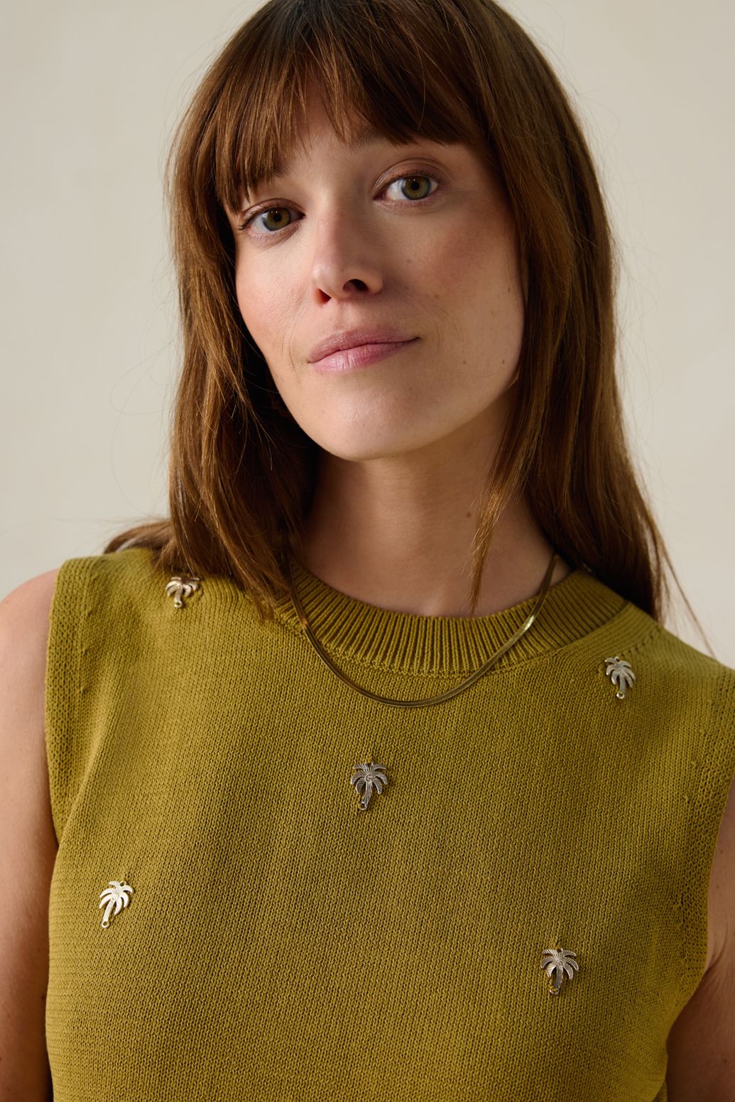 Groen gebreide spencer