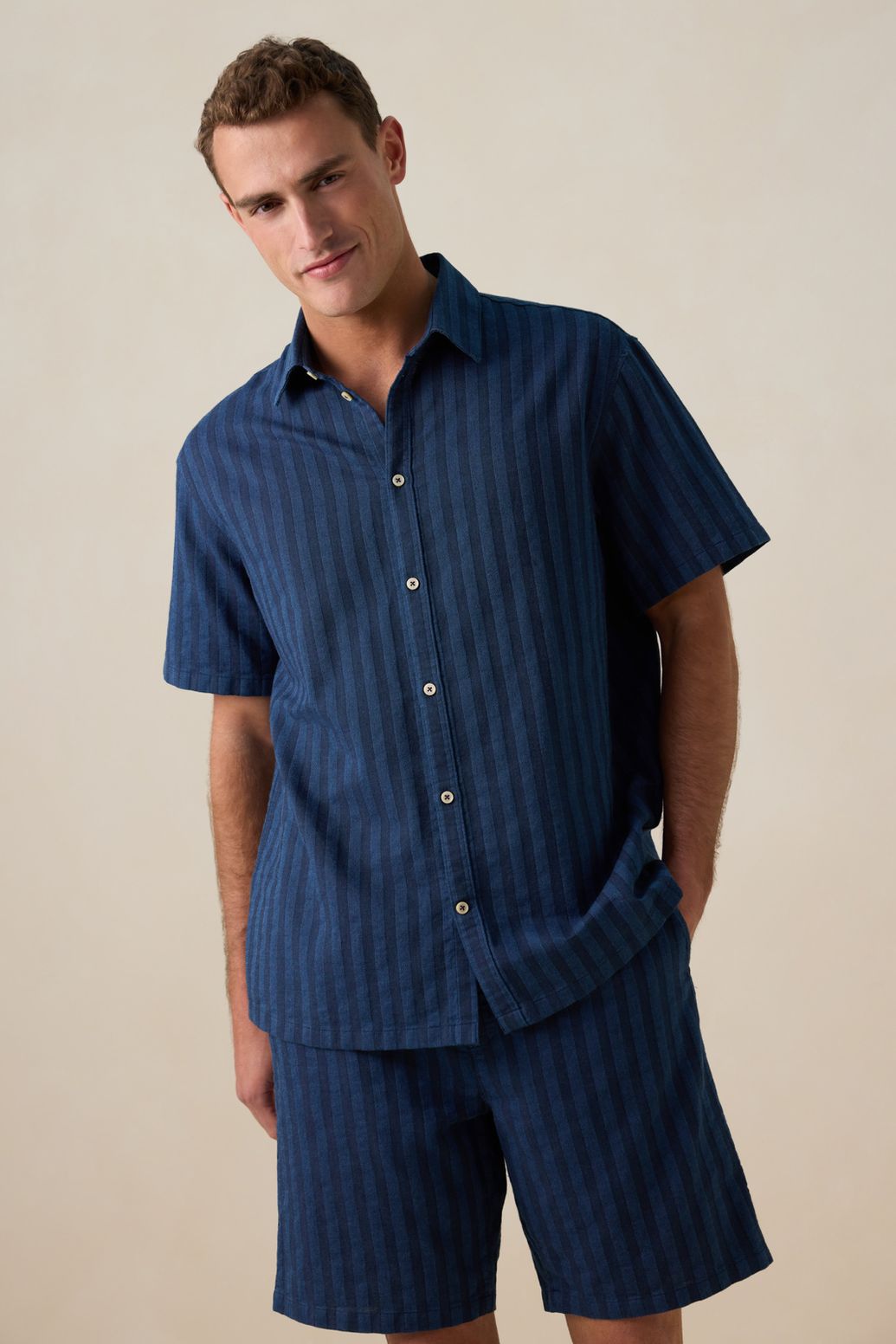 Gestreiftes Hemd - dunkelblau