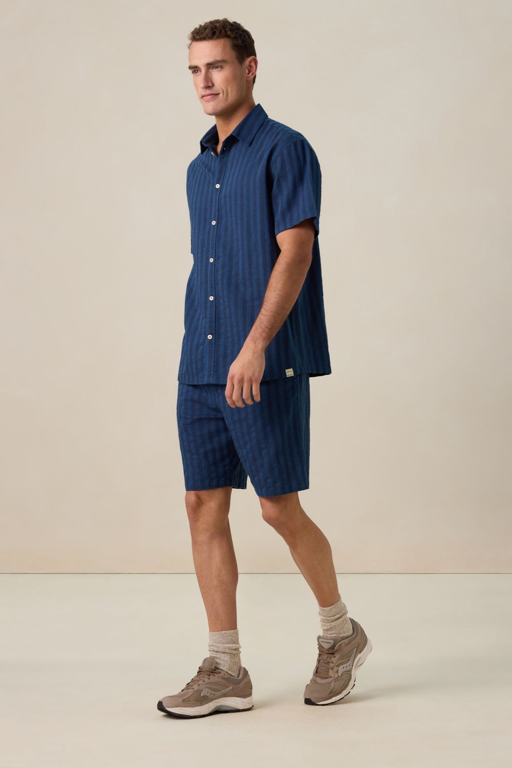 Donkerblauw gestreepte short