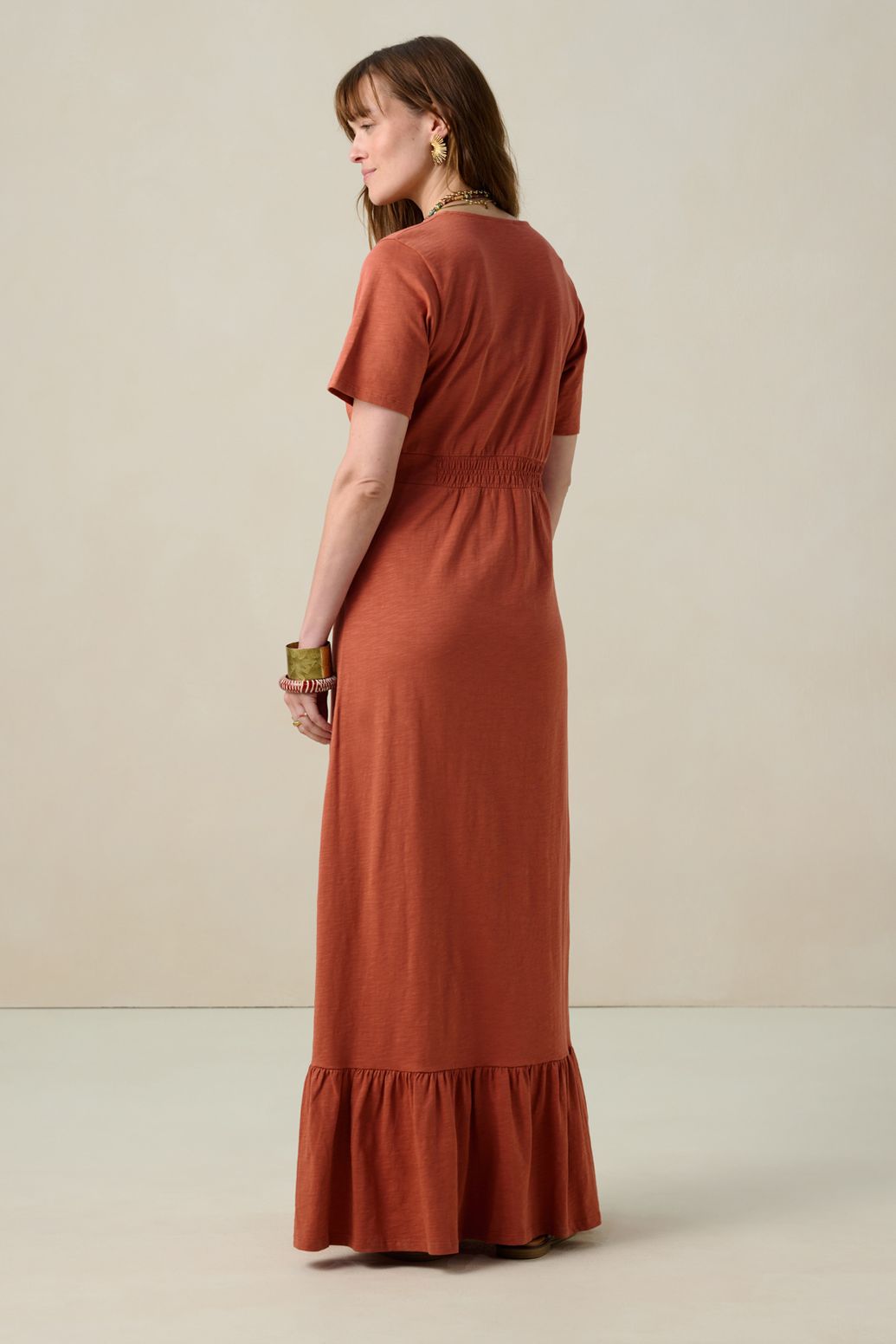 Rode jersey maxi jurk