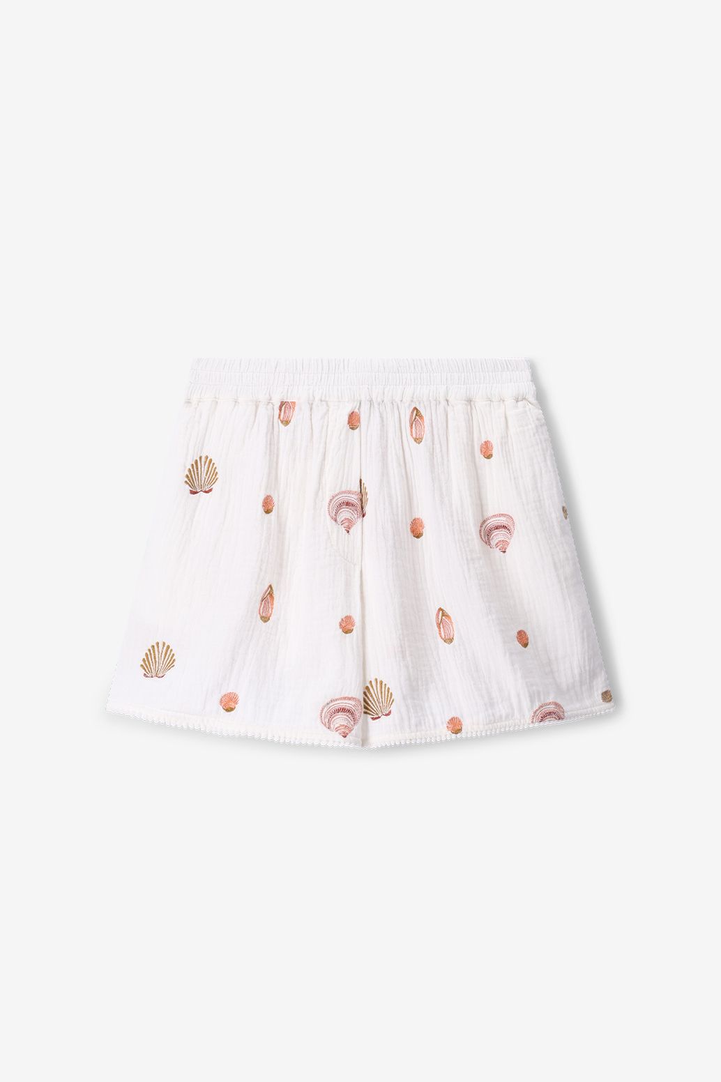 Witte mousseline short met embroidery