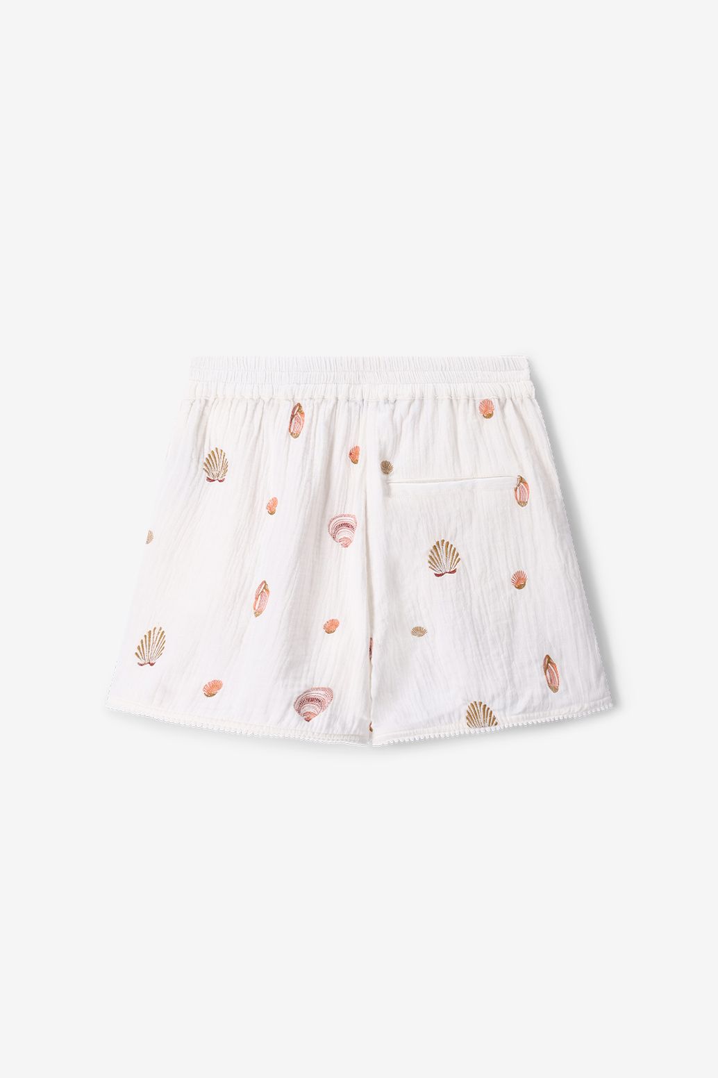Witte mousseline short met embroidery