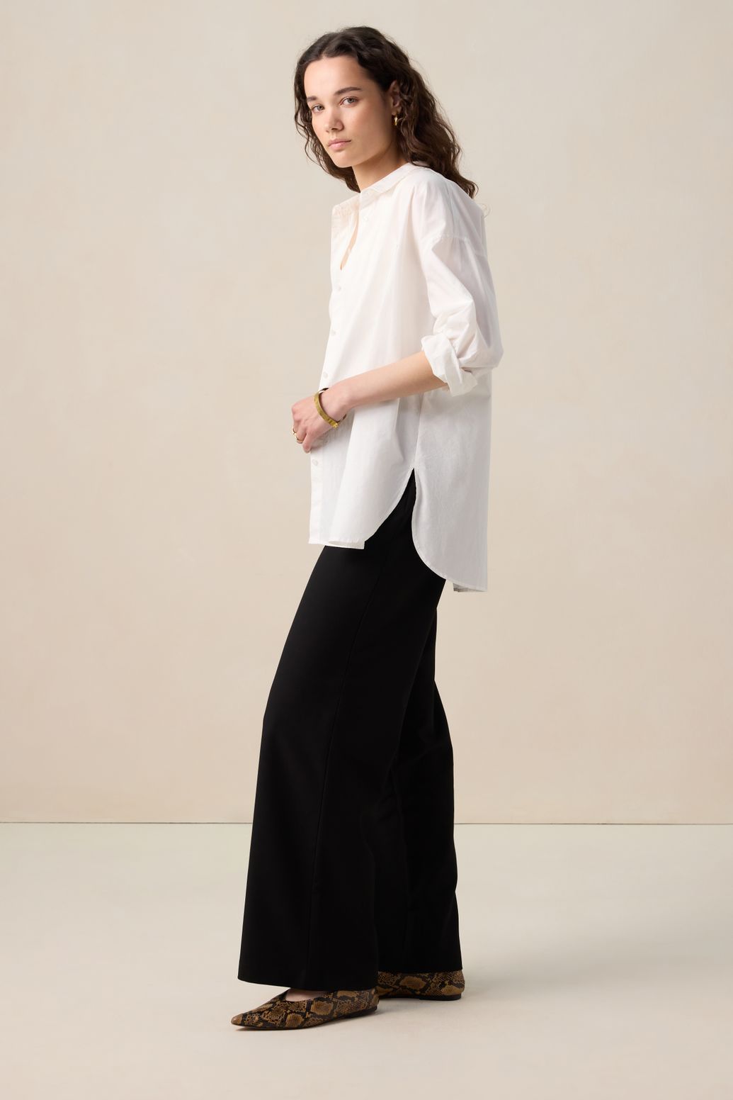 Pantalon jambes larges taille haute - noir