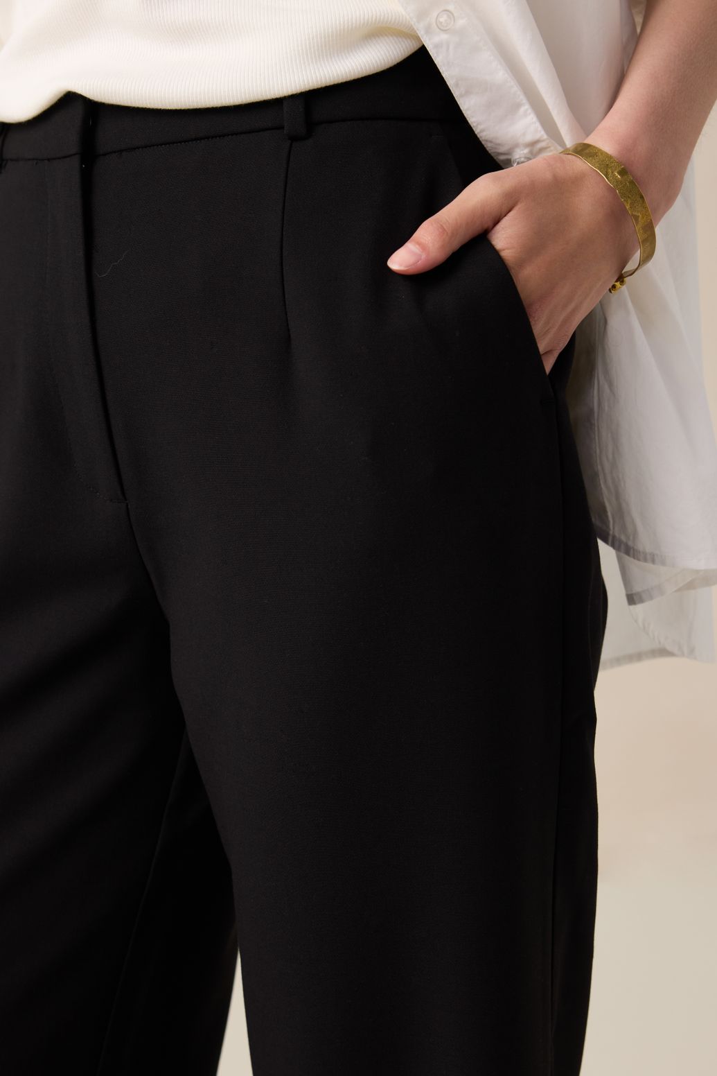 Pantalon jambes larges taille haute - noir