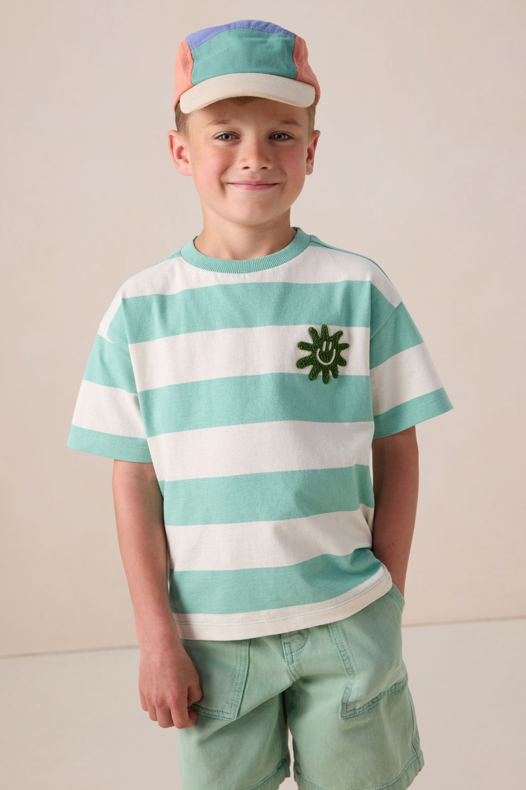 Gestreiftes Oversize-Shirt - grün