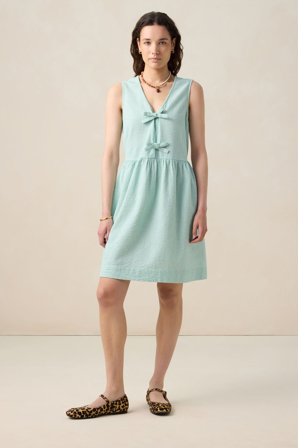 Robe courte rayée - vert