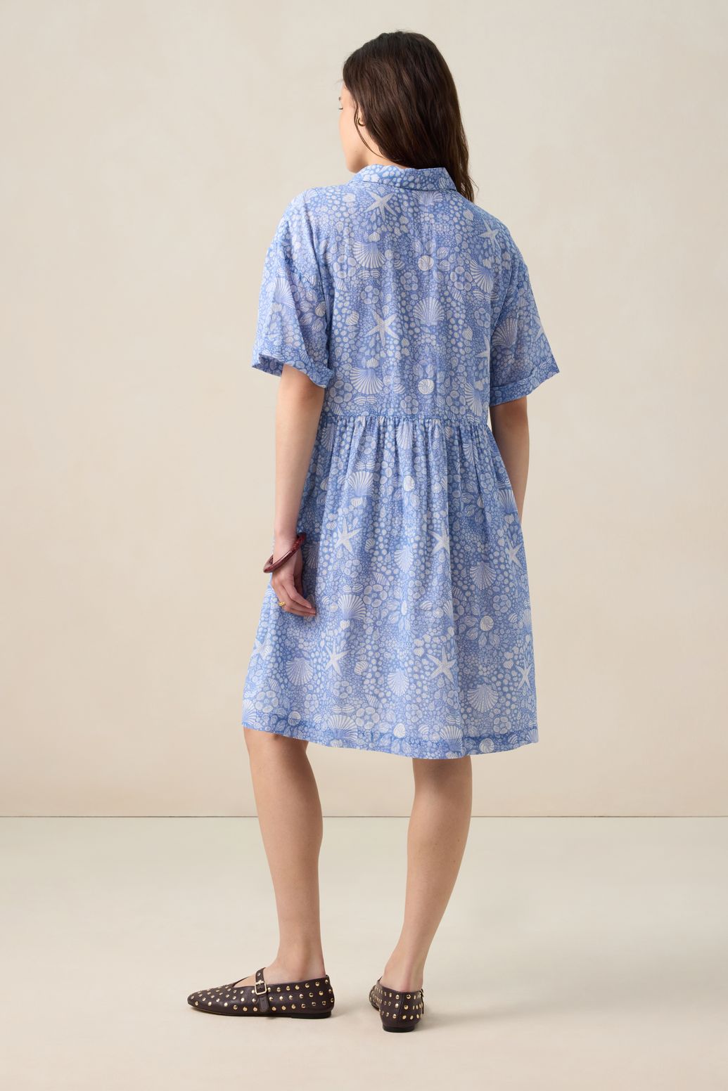 Gemustertes Kleid - blau