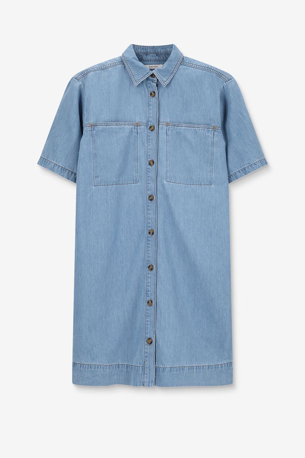 Blauwe denim midi jurk