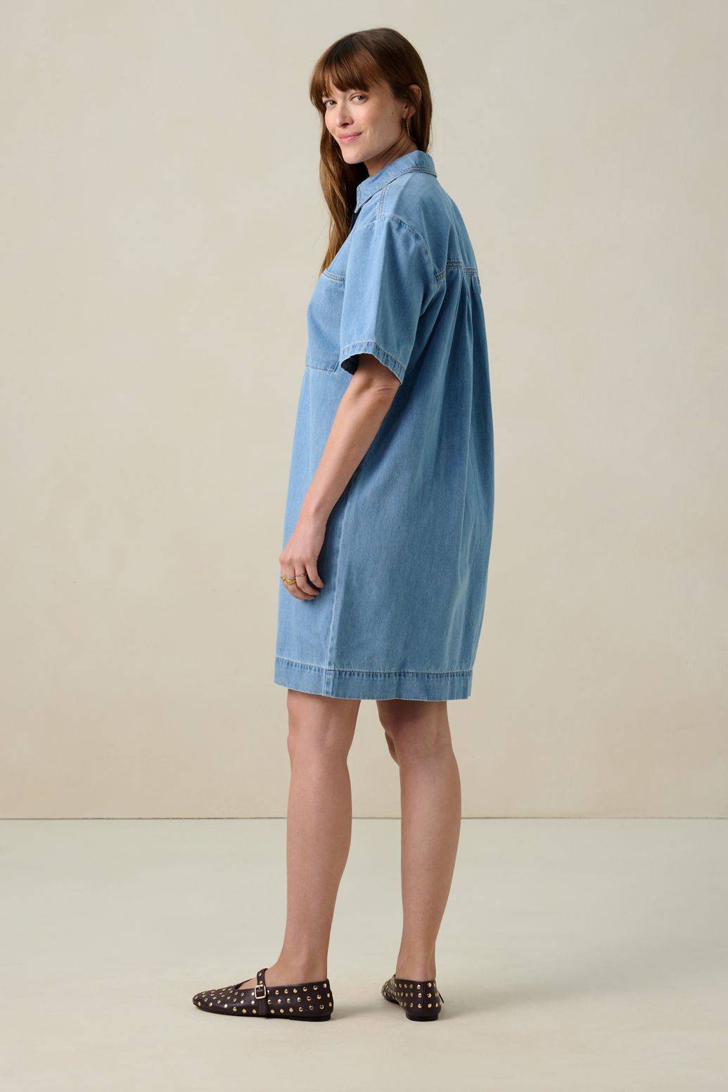 Midi-Kleid aus Denim - blau