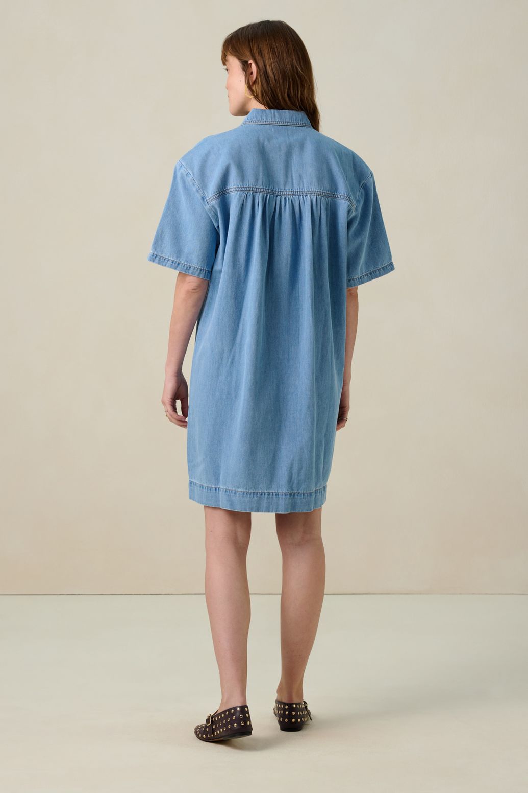 Robe mi-longue en jean - bleu