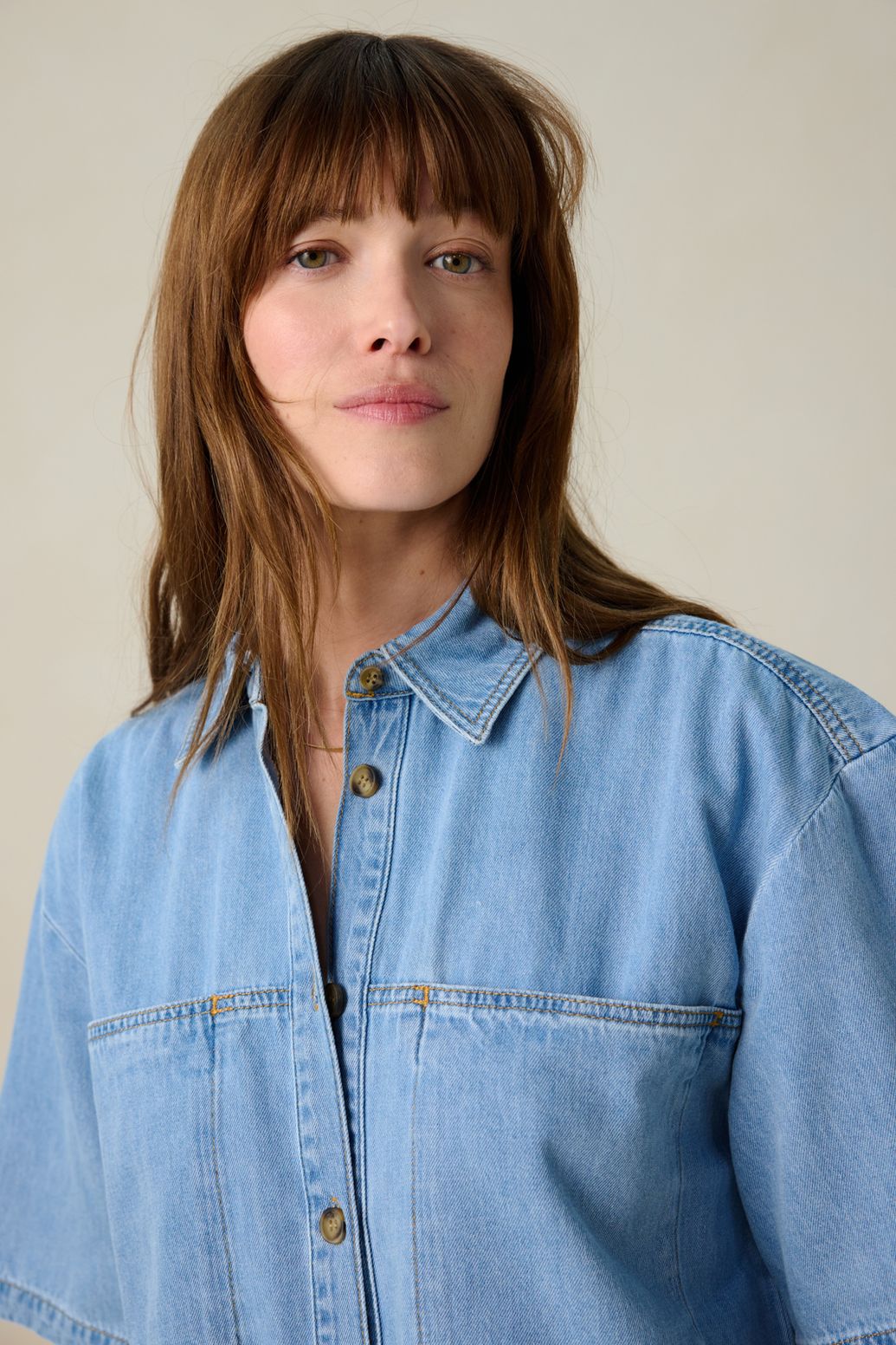 Blauwe denim midi jurk