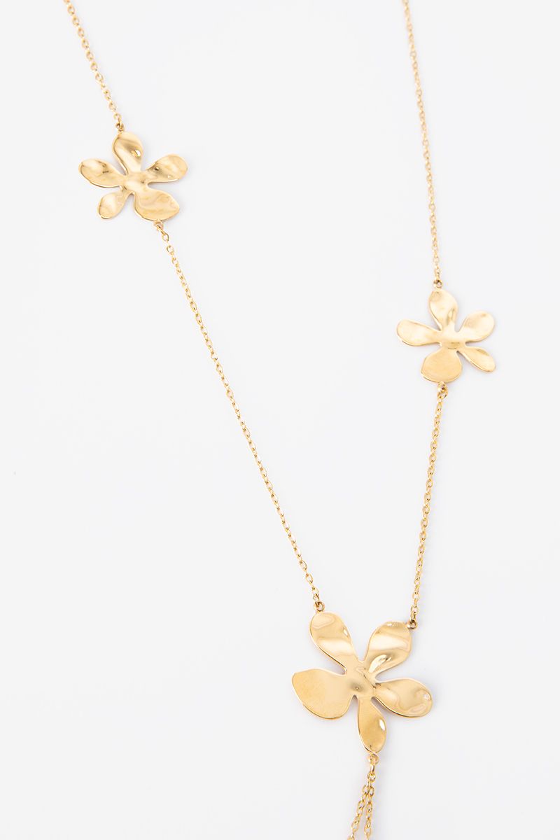 Collier avec fleurs - doré