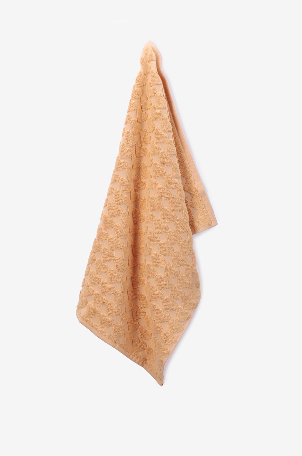 Lichtoranje handdoek met hartjes print