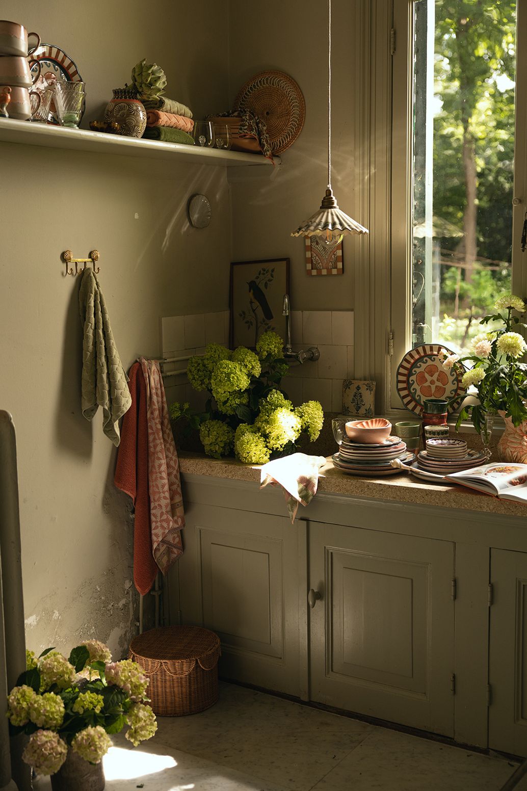 Serviette avec imprimé cœurs - orange clair