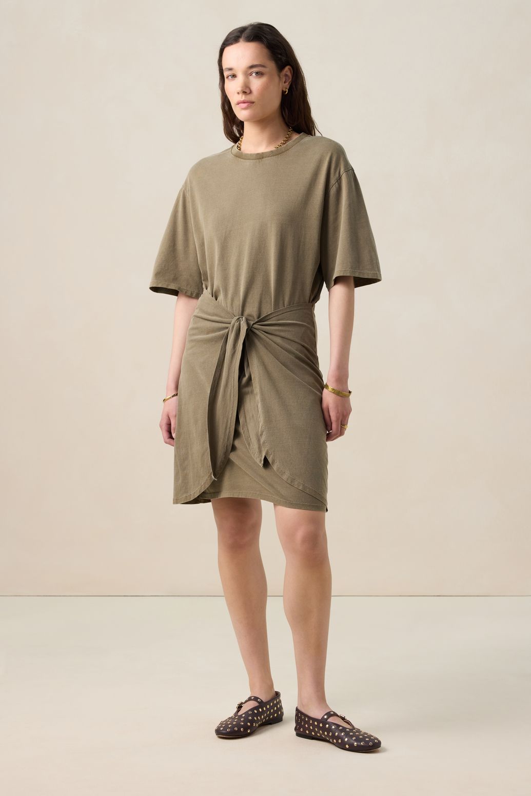 Robe portefeuille en jersey - vert foncé