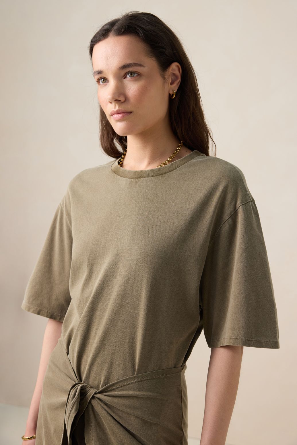 Robe portefeuille en jersey - vert foncé