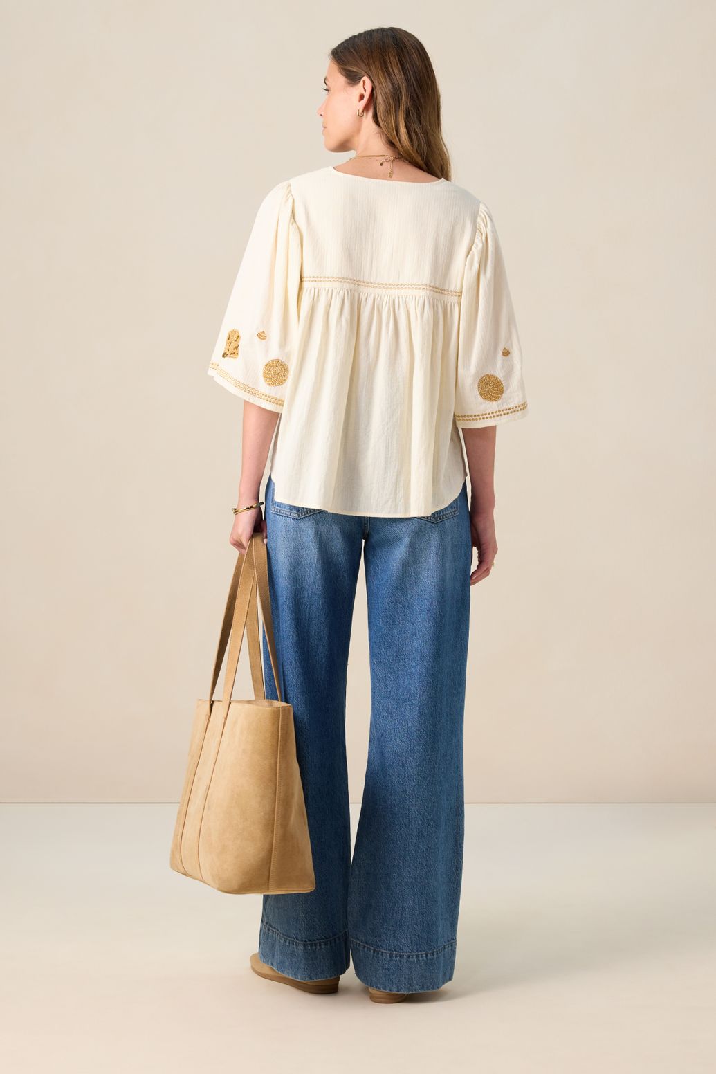 Bluse mit Stickerei - weiß
