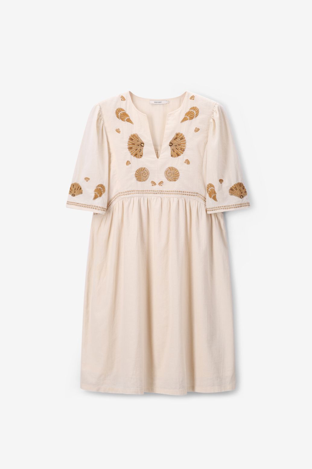 Witte midi jurk met embroidery