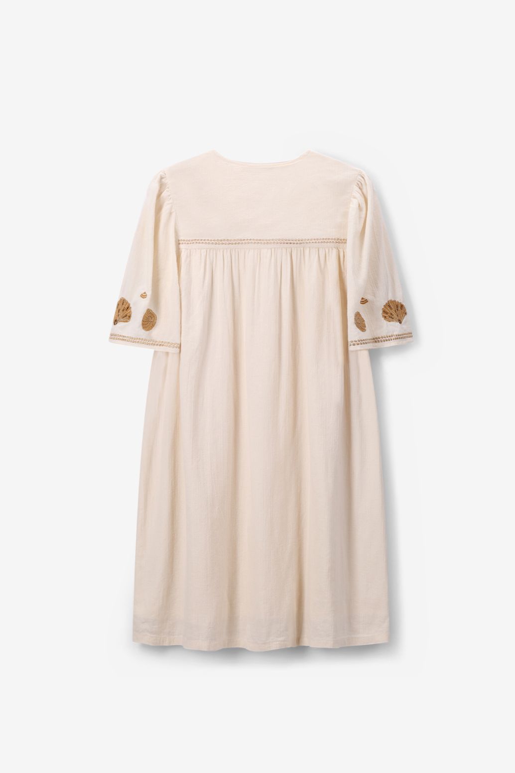 Robe mi-longue avec broderies - blanc