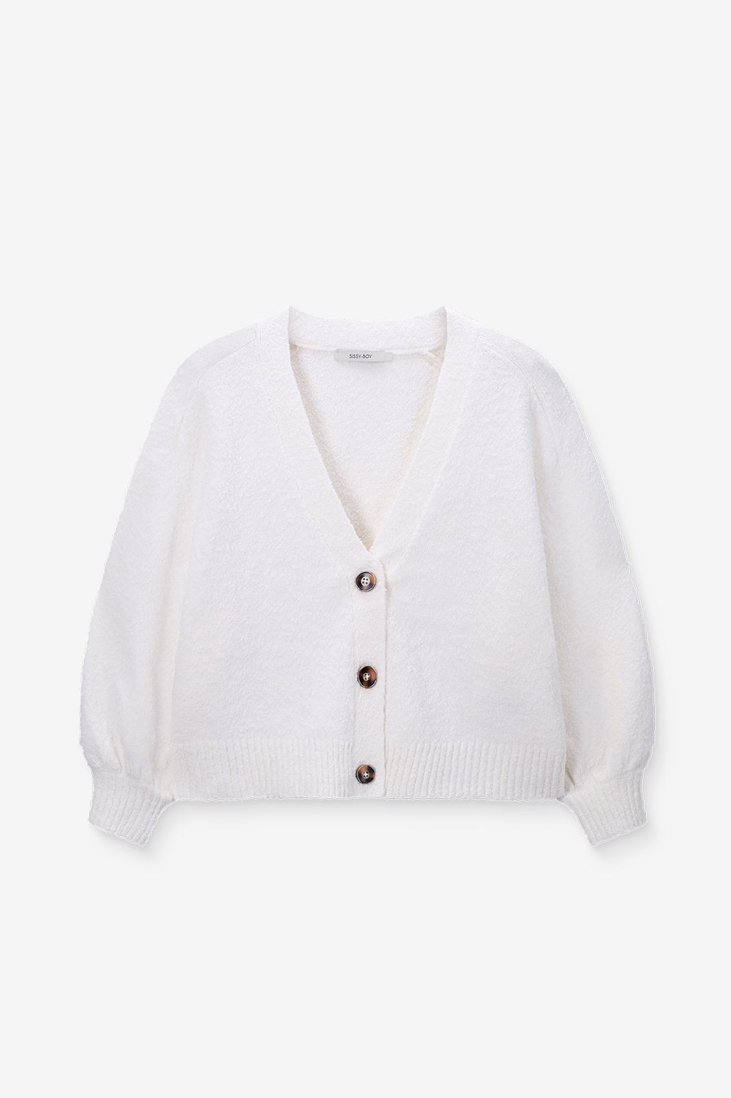 Bouclé-Strickjacke - weiß