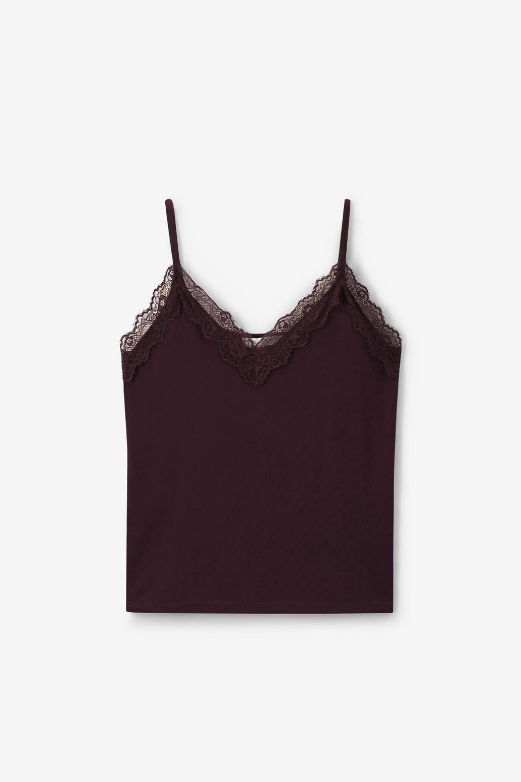 Donkerbruin singlet met kant