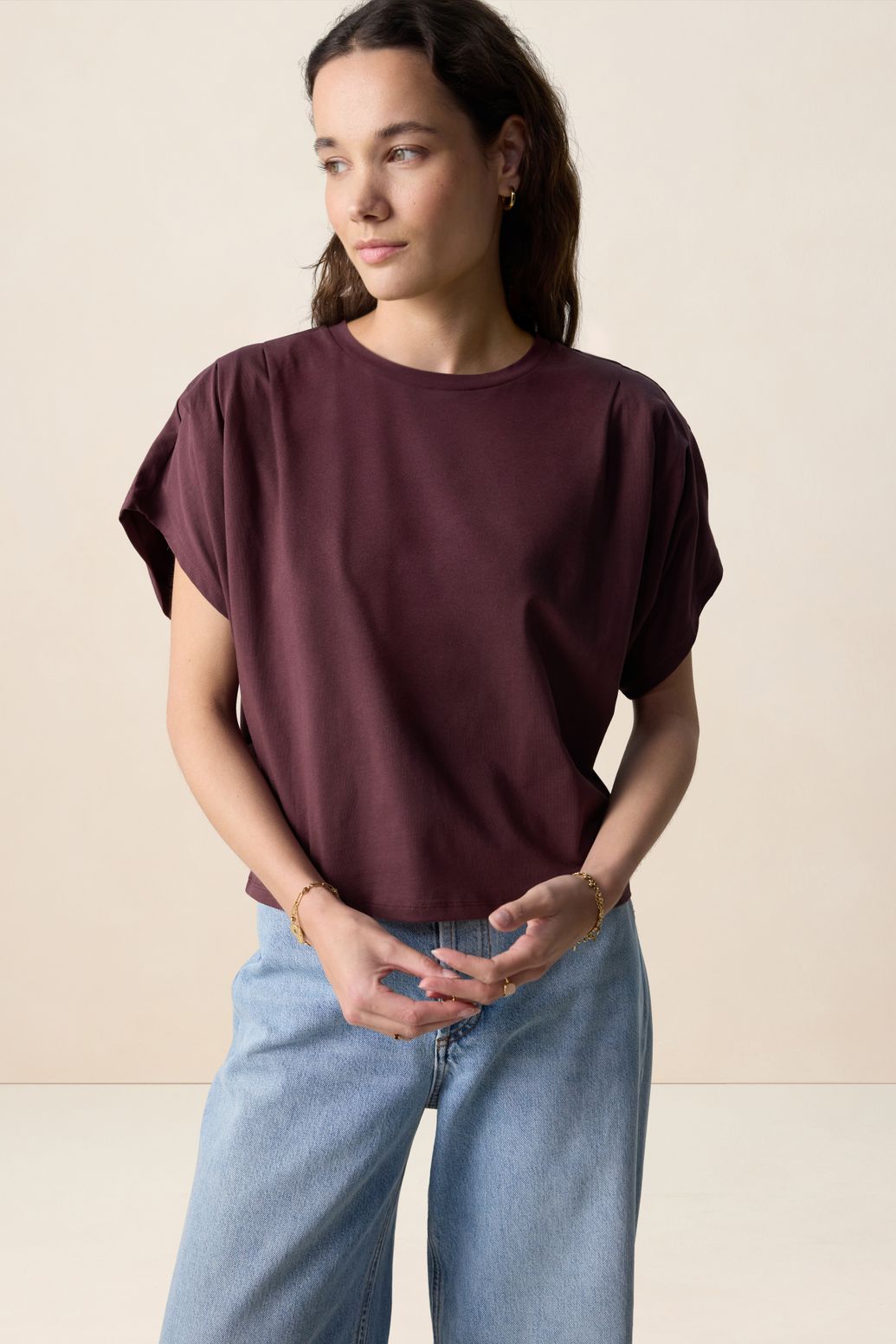 T-shirt boxy - marron foncé