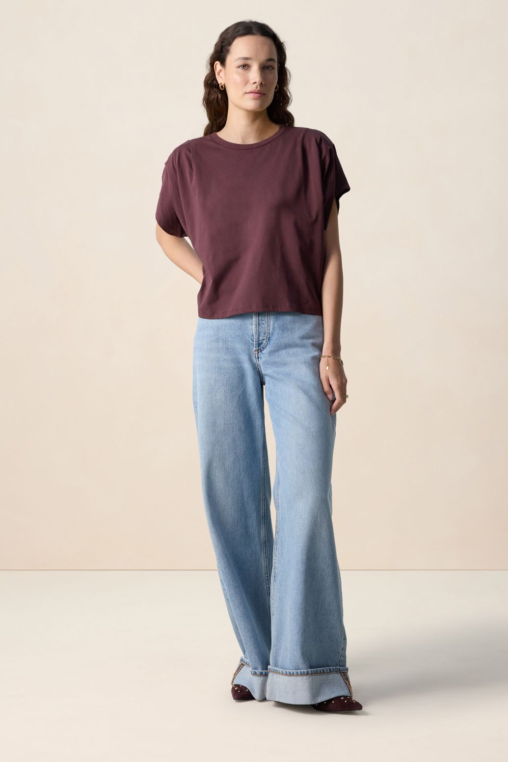 T-shirt boxy - marron foncé