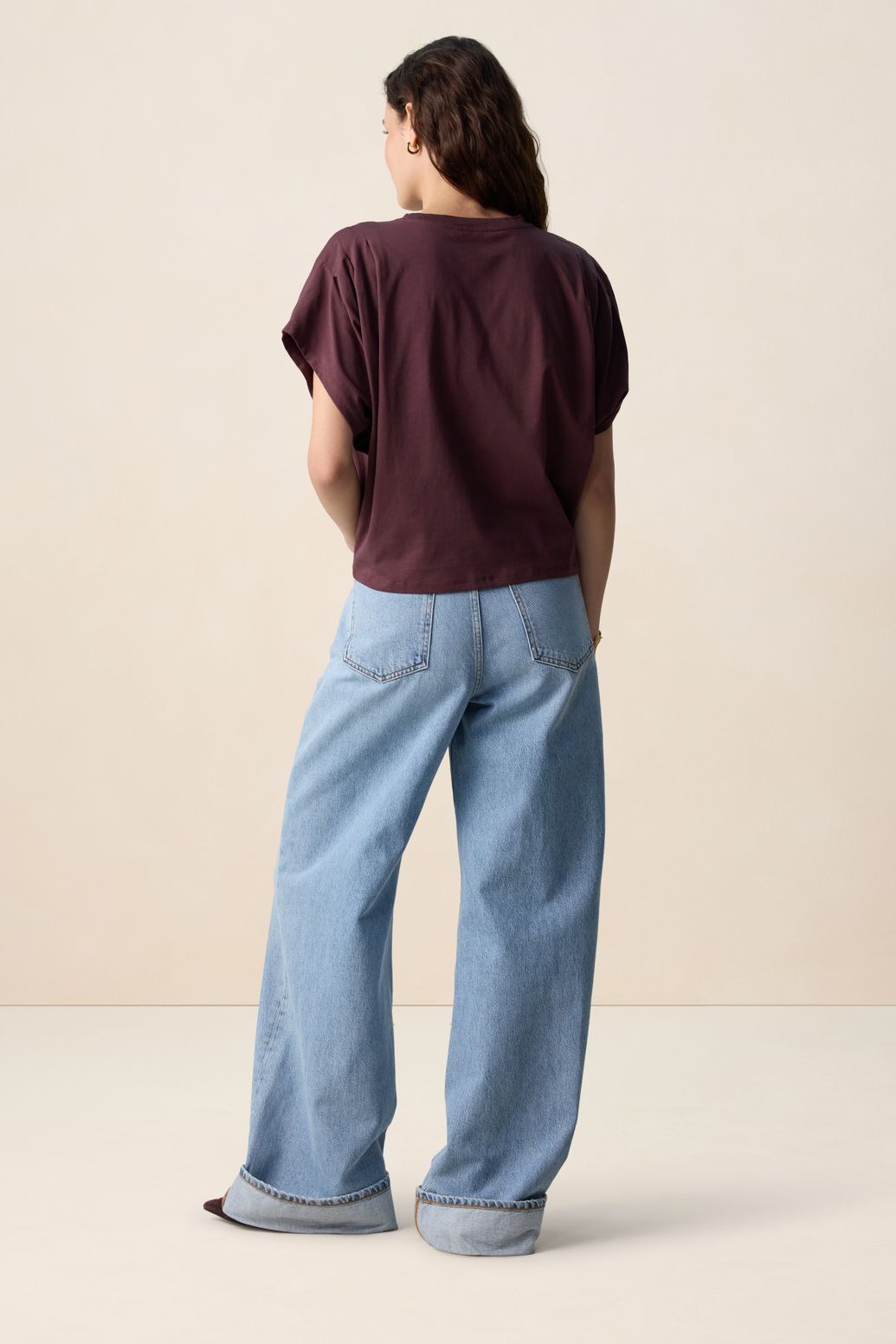 Donkerbruine boxy T-shirt