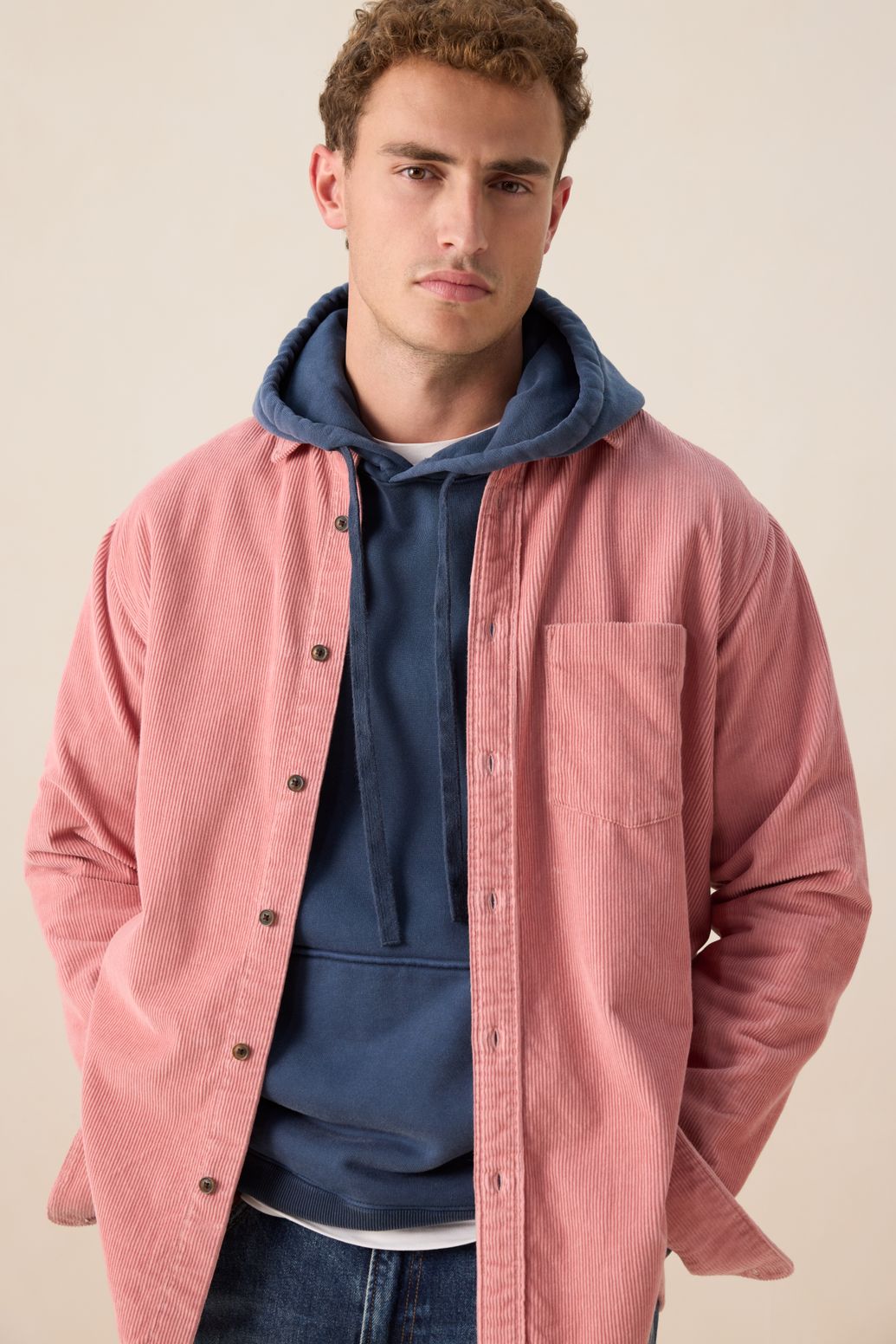 Roze corduroy overhemd