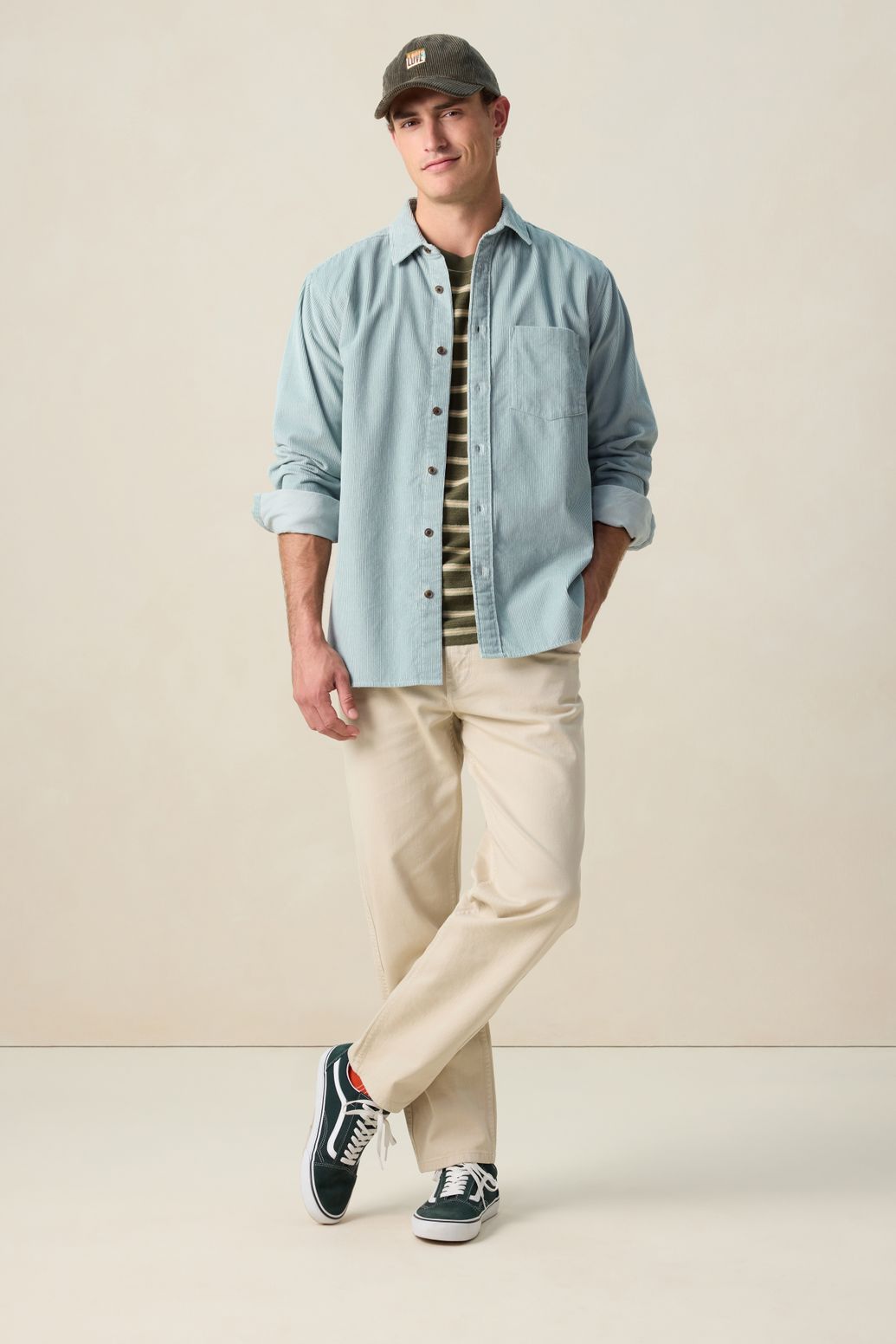 Chemise en velours côtelé - bleu